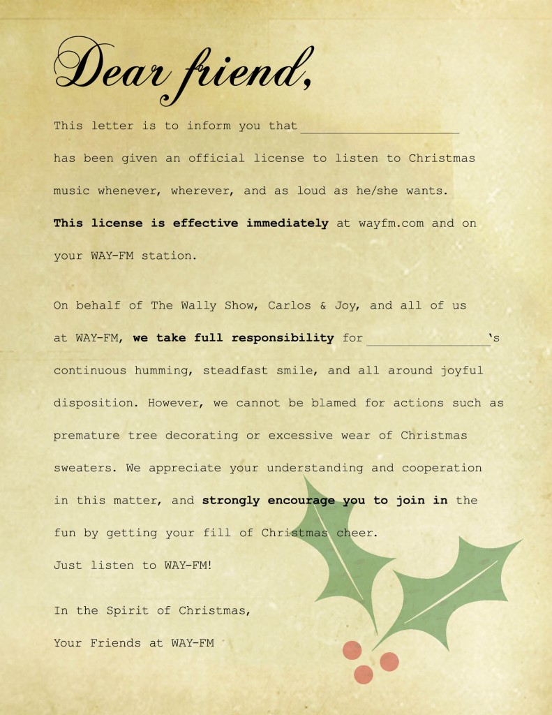 Christmas Music Letter